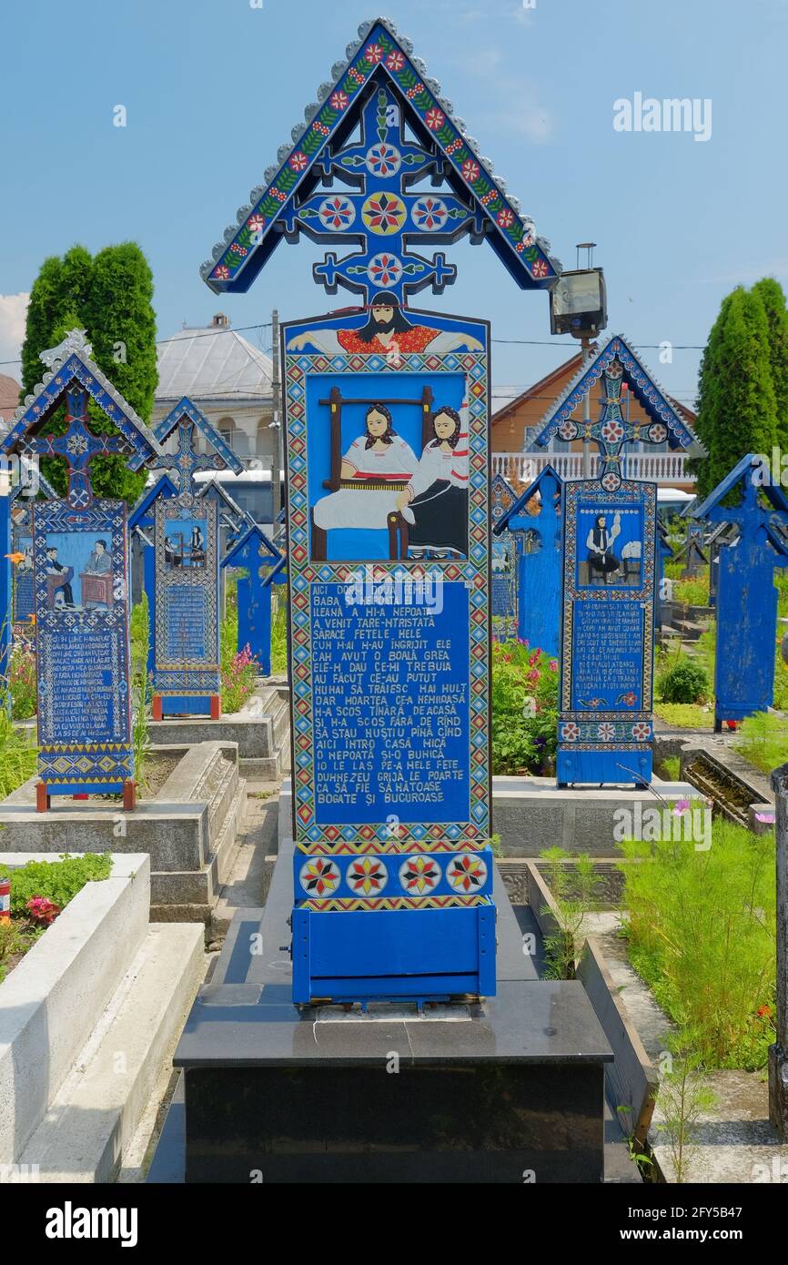 Le Cimetière Joyeux est un cimetière dans le village de Sapanta, comté de Maramures, Roumanie. Banque D'Images