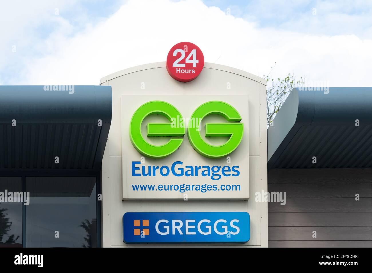 Garages européens faisant partie du panneau du groupe EG, Royaume-Uni Banque D'Images