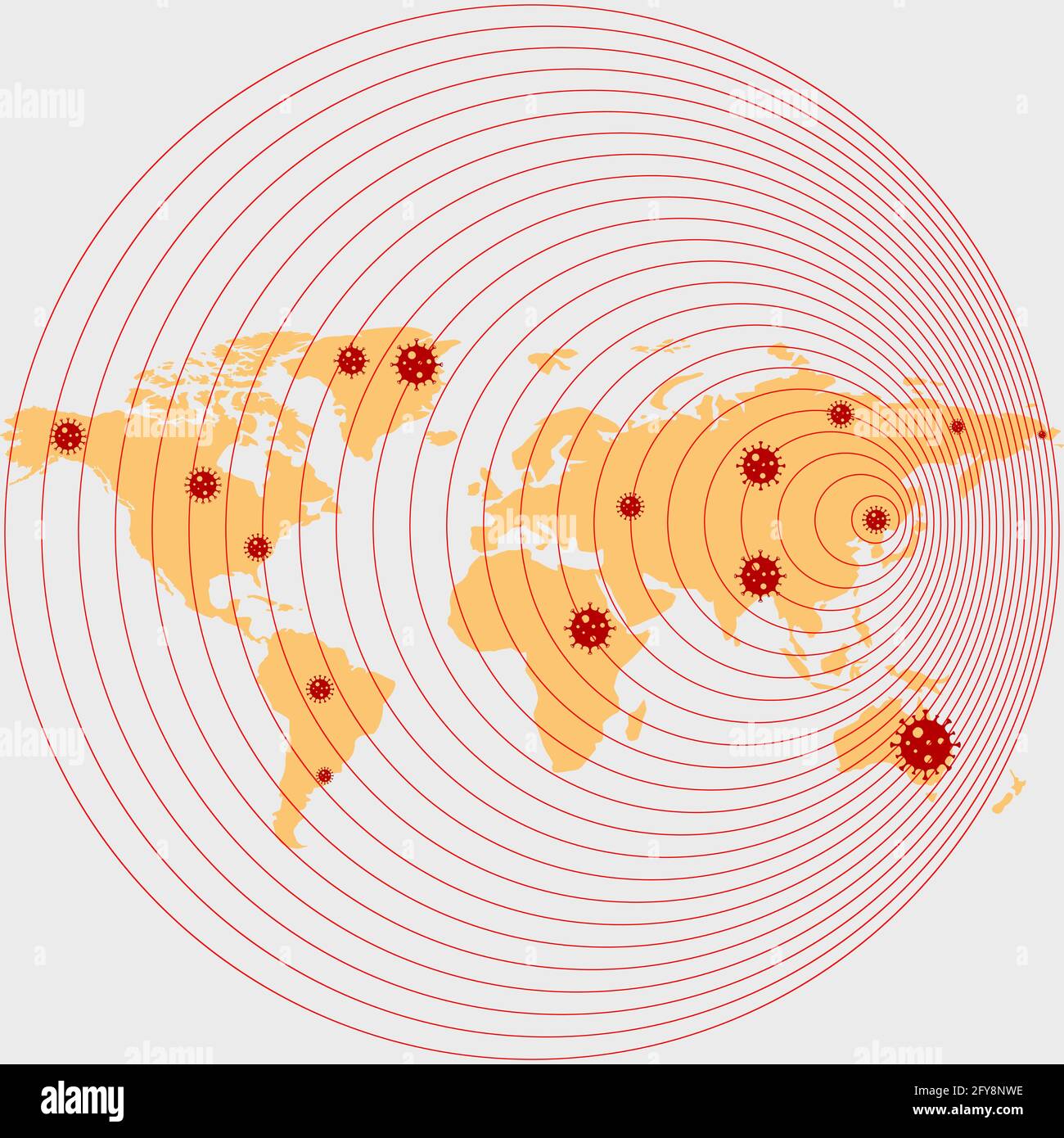 Illustration de la propagation du virus dans le monde. Carte de distribution du coronavirus. Distribution du nouveau coronavirus COVID-19 sur la carte. Covid Illustration de Vecteur