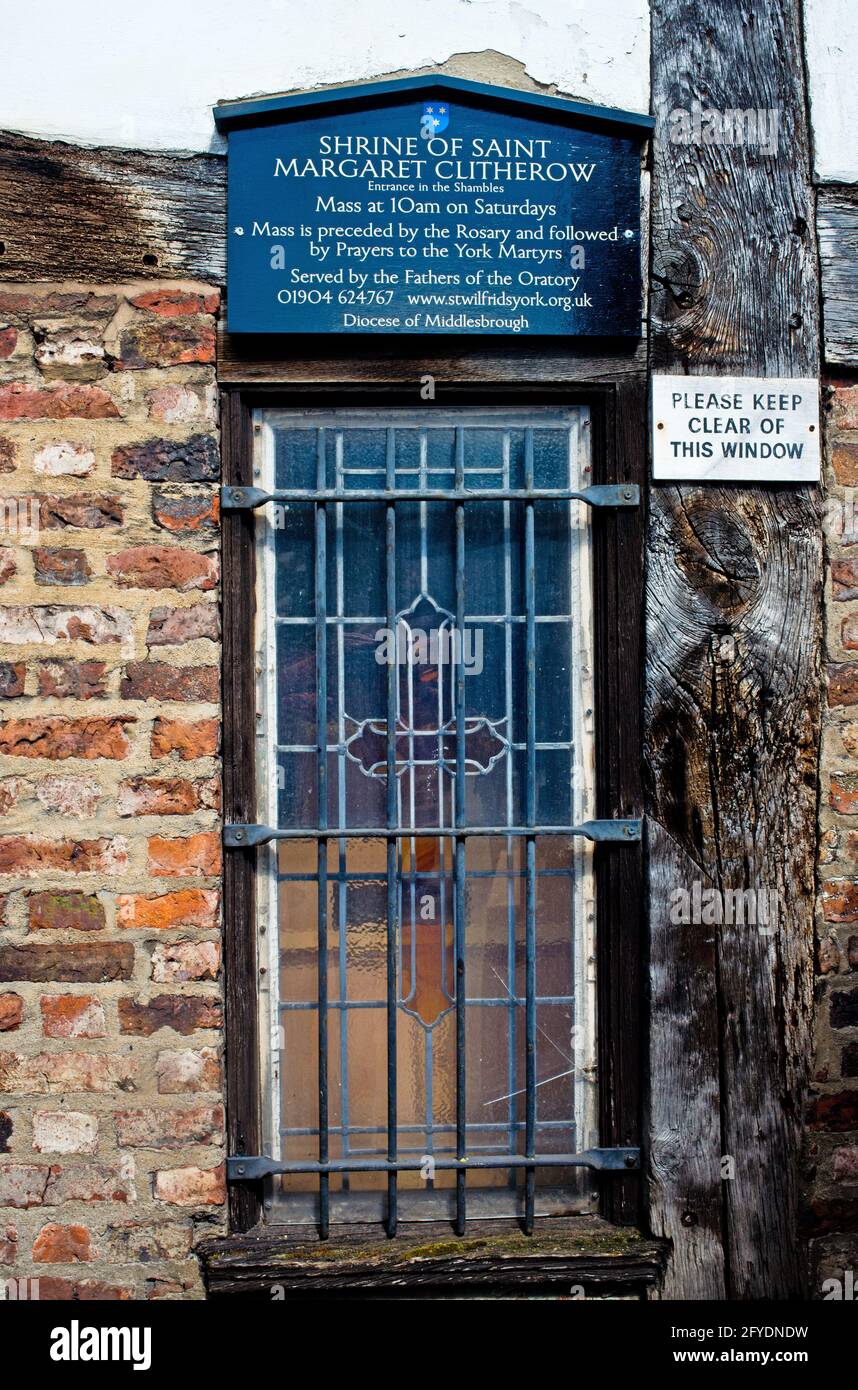 Sanctuaire de Saint Margaret Clitheroe, marché des Shambles, York, Angleterre Banque D'Images