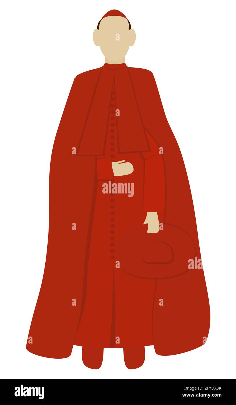 Cardinal porte des vêtements rouges et porte un chapeau rouge isolé illustration vectorielle sur fond blanc Illustration de Vecteur