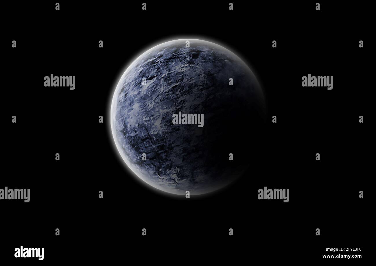 planète glacée et rocheuse dans un espace profond, illustration 3d Banque D'Images