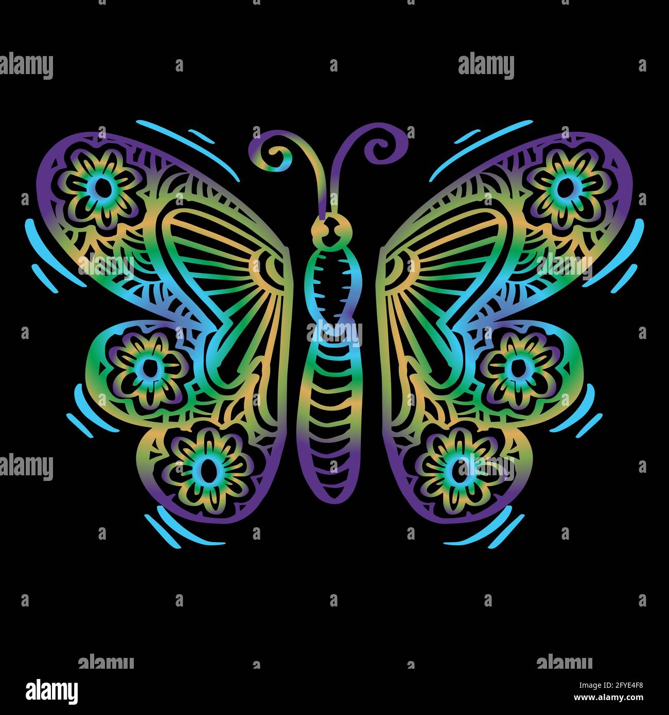 Joli papillon décoratif orné. Banque D'Images