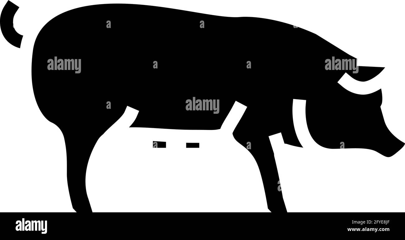 illustration du vecteur d'icône de glyphe d'animal domestique de porc Illustration de Vecteur
