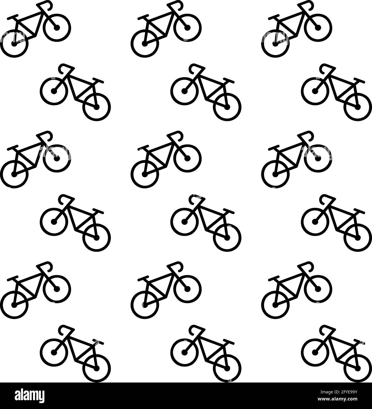 SCHÉMA ICÔNE DE VÉLO ISOLÉE, NOIR AVEC FOND BLANC Illustration de Vecteur