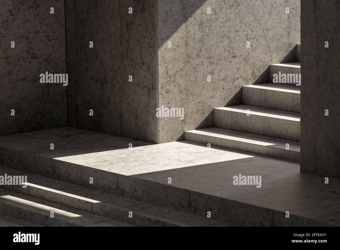 Lumière et ombre au soleil dans un couloir de taurcase. Les escaliers entre  les bâtiments bordés d'ombres de la lumière du soleil Photo Stock - Alamy