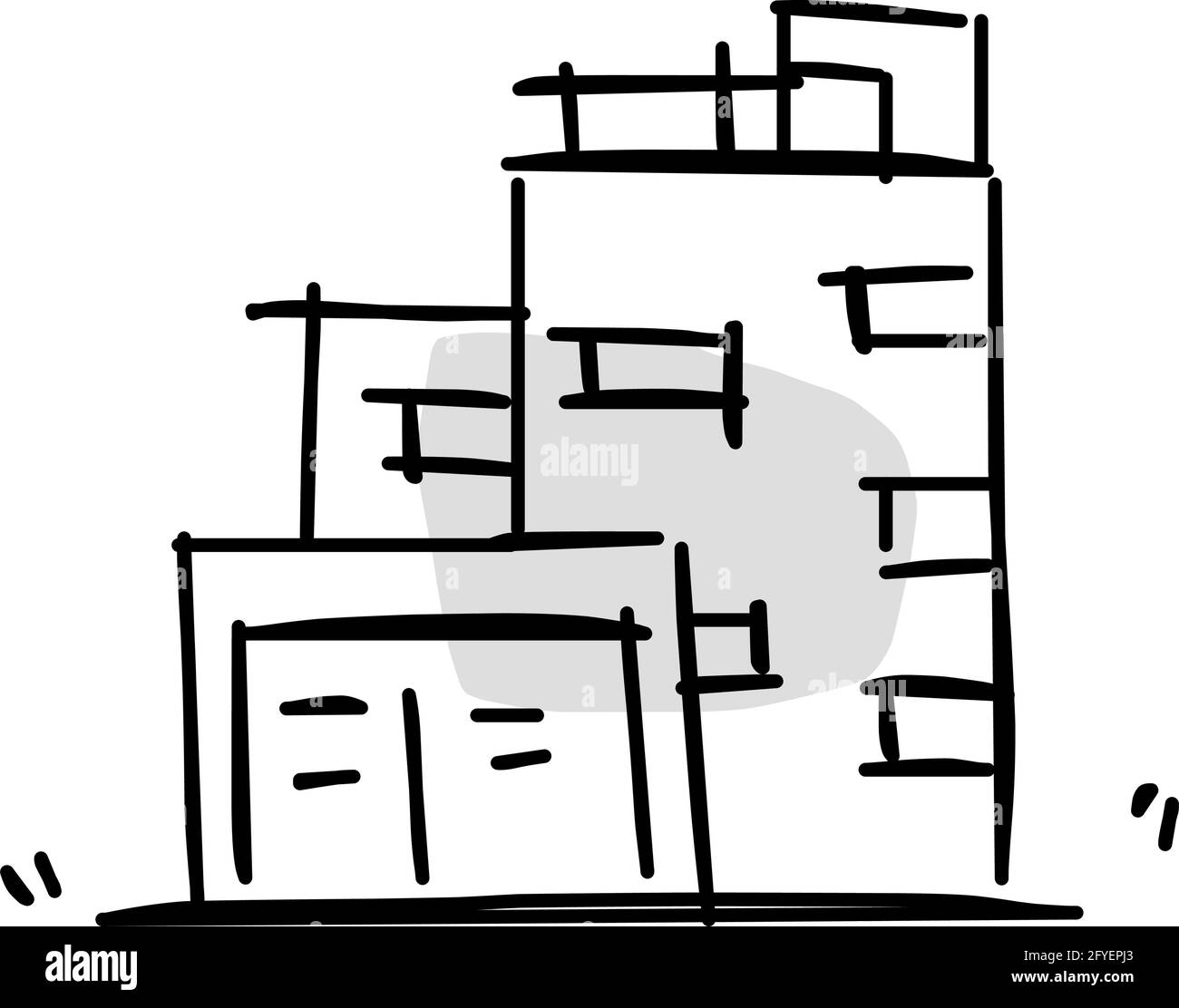 Maison icône de l'art de ligne rugueux dans le style dessiné à la main, point, noir 29 Illustration de Vecteur