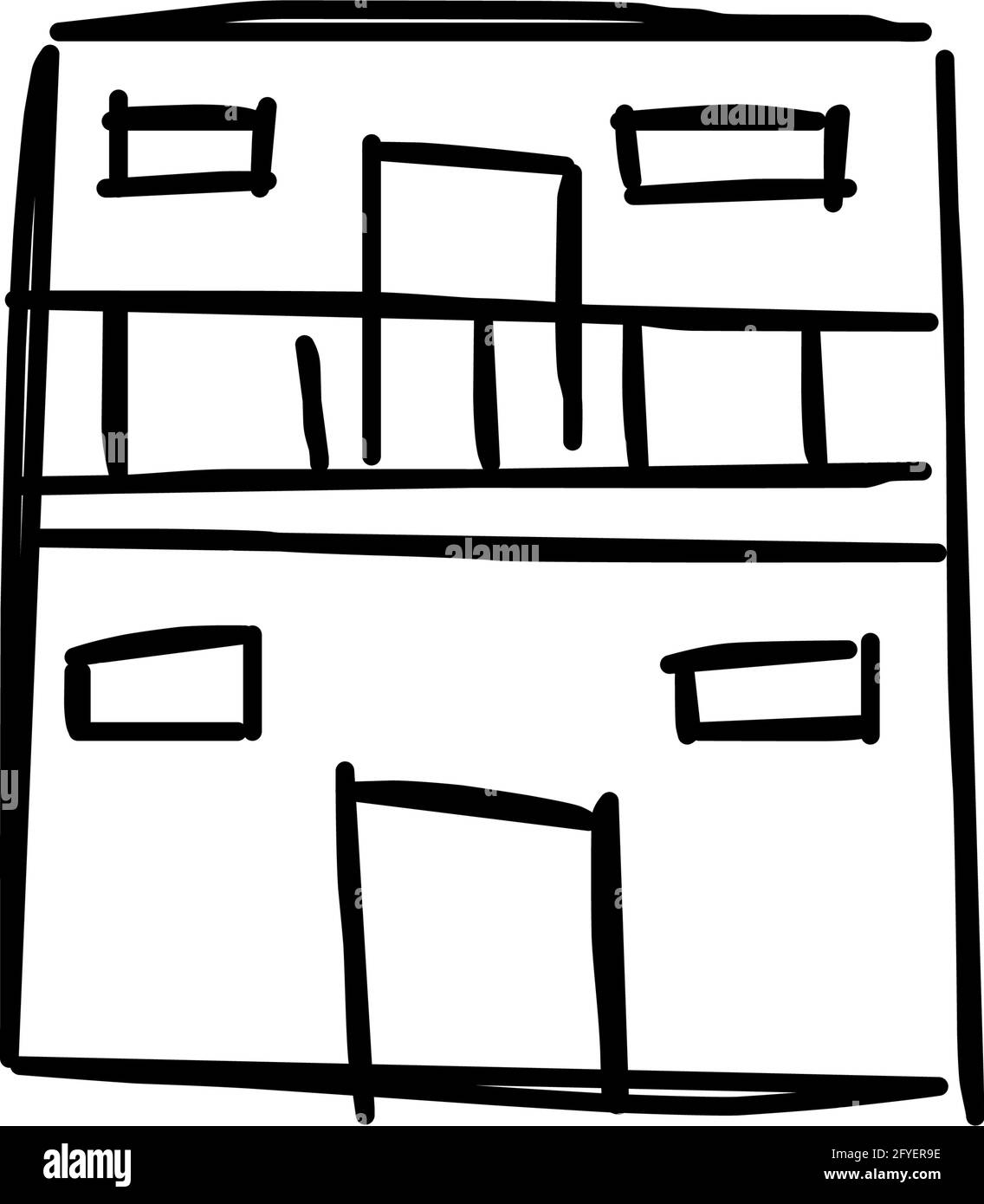 Maison icône de l'art de ligne rugueux dans le style dessiné à la main, simple, noir 14 Illustration de Vecteur