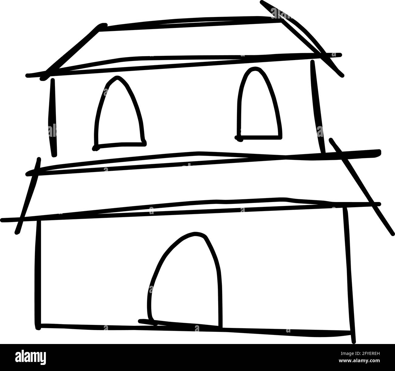 Maison icône de l'art de ligne rugueux dans le style dessiné à la main, simple, noir 20 Illustration de Vecteur