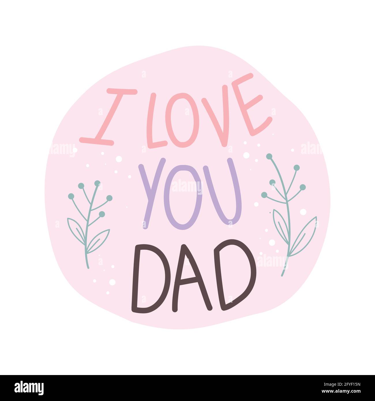 Je t'aime papa typographie design isolé sur fond blanc. Illustration de Vecteur