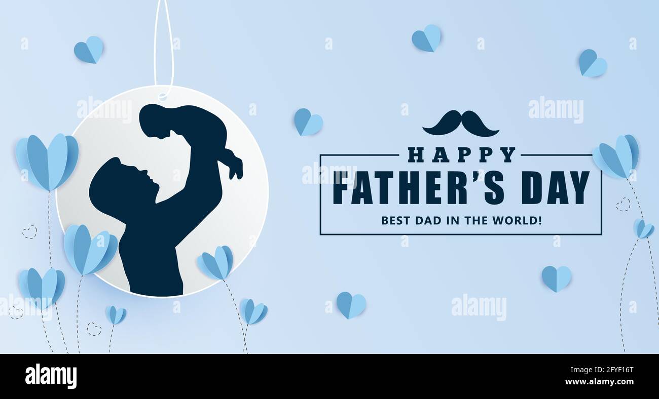 Arrière-plan de l'illustration du vecteur du jour du père heureux avec du texte. Joyeux fête des pères fond décoratif en style coupé en papier. Illustration de Vecteur