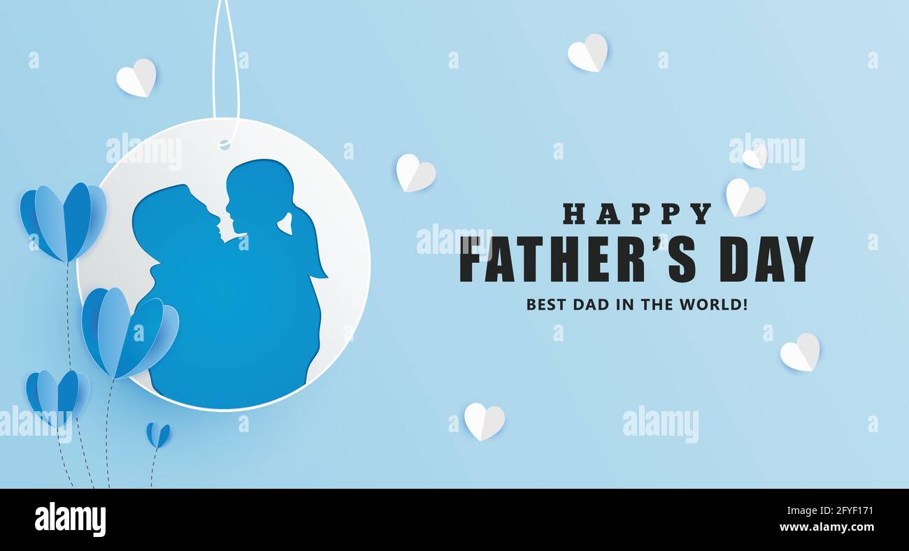 Arrière-plan de l'illustration du vecteur du jour du père heureux avec du texte. Joyeux fête des pères fond décoratif en style coupé en papier. Illustration de Vecteur
