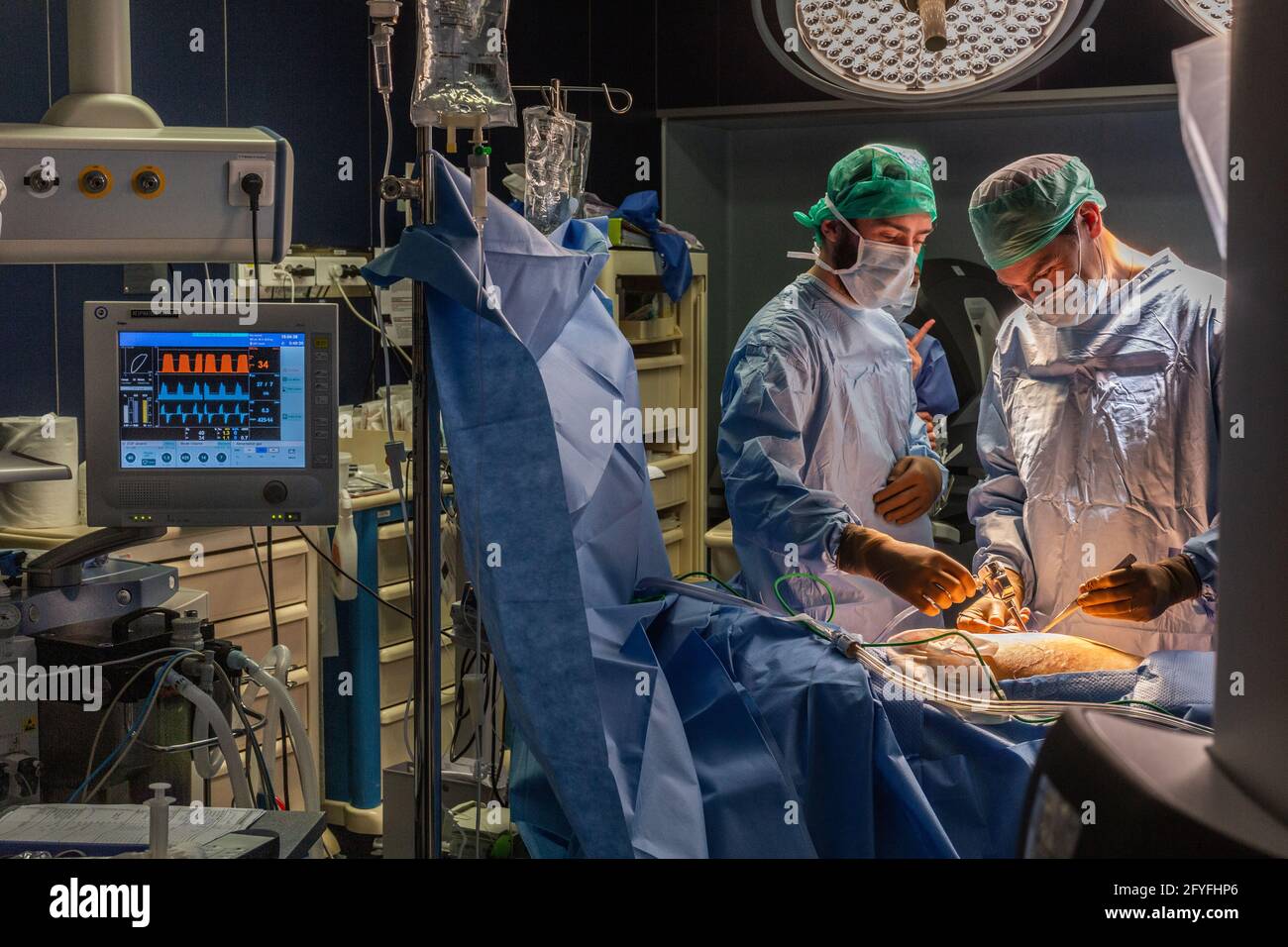 La chirurgie rénale conservatrice robotique guidée par l'image assistée par la modélisation 3D, cette modélisation 3D du rein guide les étapes chirurgicales en direct, UNE nouvelle technique Banque D'Images