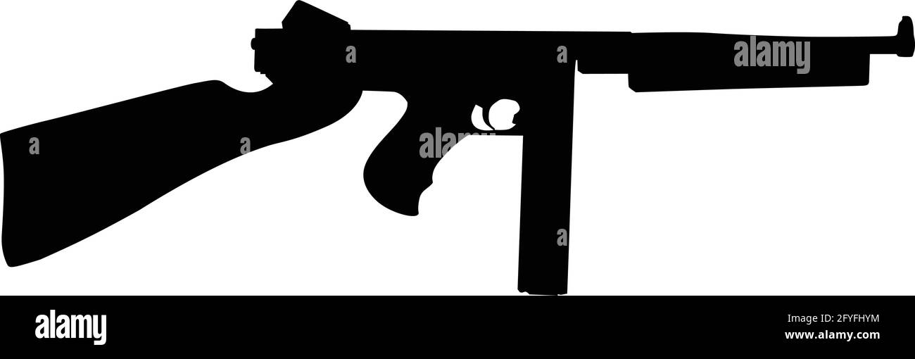 Image vectorielle de l'illustration du symbole de pistolet tommy isolée sur arrière-plan blanc Illustration de Vecteur
