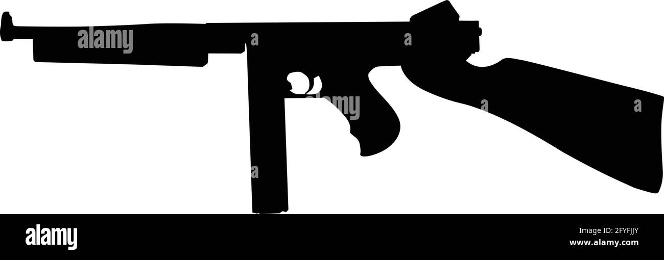 Image vectorielle de l'illustration du symbole de pistolet tommy isolée sur arrière-plan blanc Illustration de Vecteur