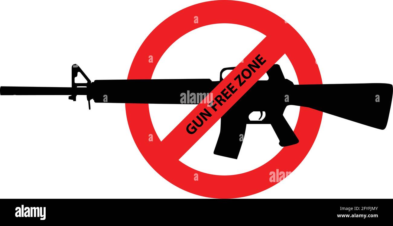 Panneau de mise en garde concernant la commande du canon. Zone restreinte, pistolets interdits. Silhouette d'image vectorielle, illustration isolée sur fond blanc. Illustration de Vecteur