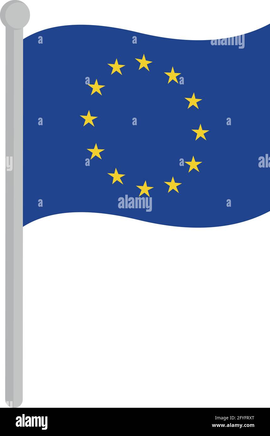 Illustration vectorielle du drapeau de l'Union européenne sur un pôle Illustration de Vecteur