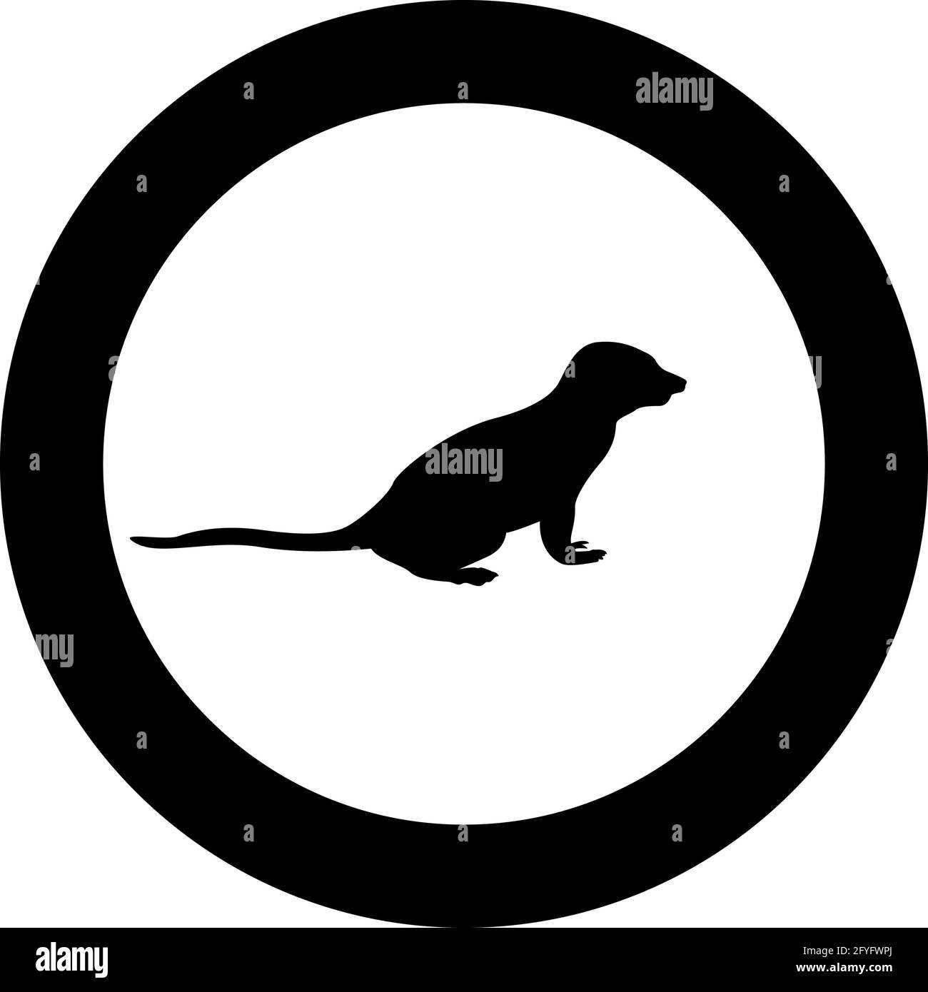 Meerkat en pose Suricata suricata silhouette en cercle rond noir illustration à vecteur couleur style de contour plein image simple Illustration de Vecteur