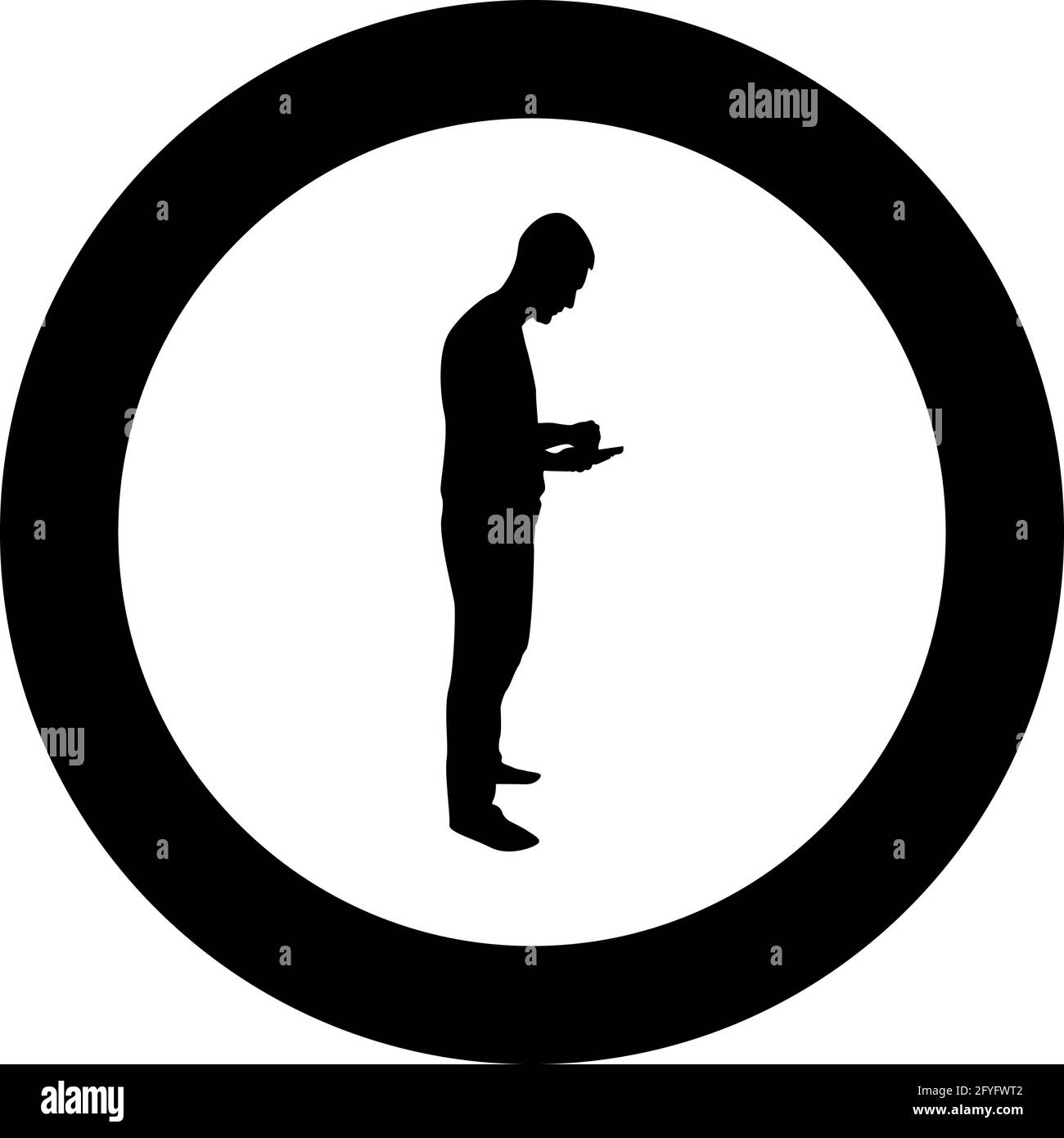 Homme tenant un smartphone jouant une tablette Homme utilisant un outil de communication Idée regardant l'addiction de téléphone concept dépendance des technologies modernes Illustration de Vecteur