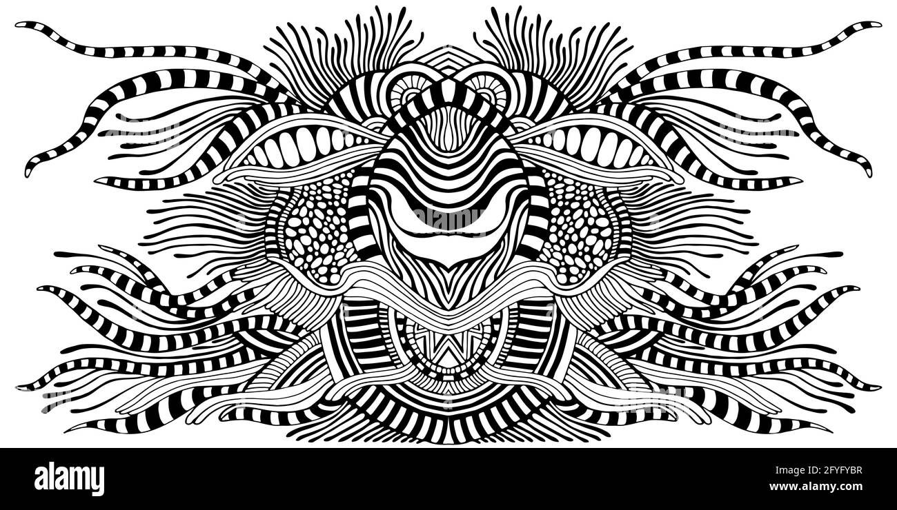 Surréaliste fantastique coloriage page résumé motif, labyrinthe d'ornements. Illustration de Vecteur