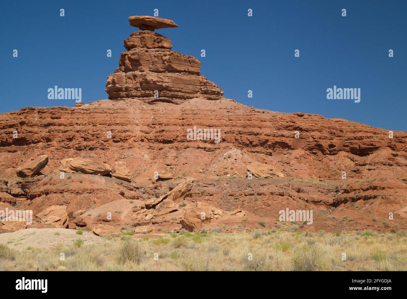 Mexican Hat Rock dans l'Utah, États-Unis. Banque D'Images