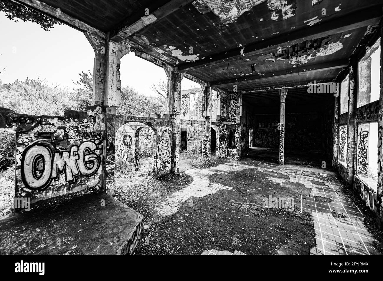 Villers-sur-Mer, Normandie, France - bâtiment en ruines Banque D'Images