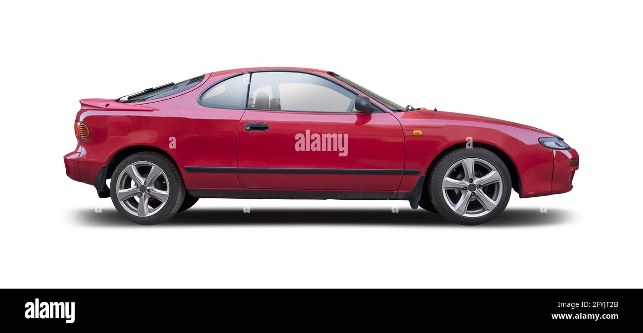 Vue latérale de l'ancienne Toyota Celica isolée sur fond blanc Banque D'Images