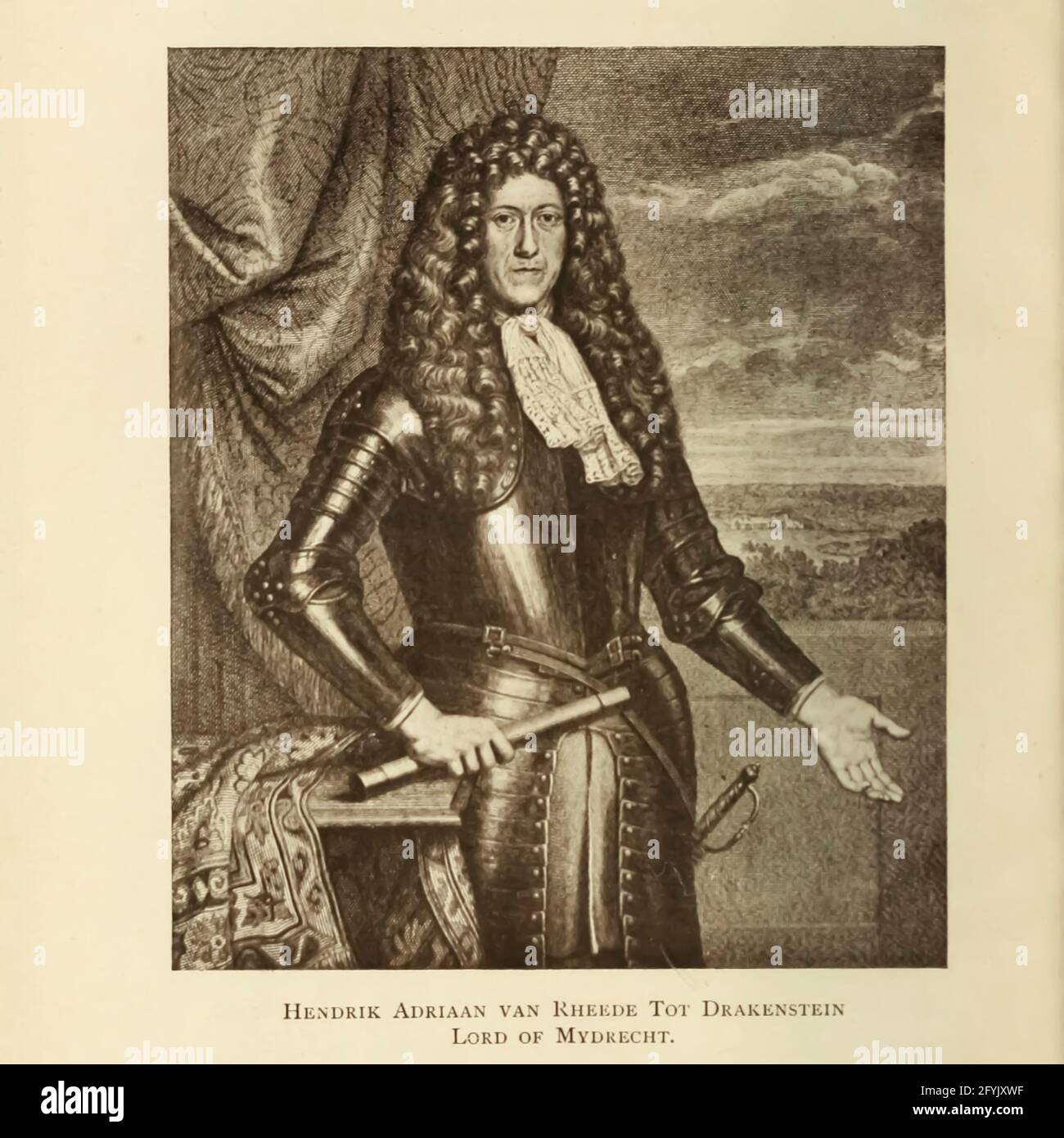Hendrik van Rheede [Hendrik Adriaan van Rheede tot Drakenstein (Amsterdam, 13 avril 1636 – en mer, 15 décembre 1691) était un militaire et un administrateur colonial de la Compagnie néerlandaise de l'Inde orientale et naturaliste. Entre 1669 et 1676, il a été gouverneur de Malabar néerlandais et a employé vingt-cinq personnes dans son livre Hortus malabaricus, décrivant 740 plantes dans la région. En tant que seigneur de Mydrecht, il a également joué un rôle dans la gouvernance des colonies du Cap]. D'après le livre ' Old Cape Colony; une chronique de ses hommes et maisons de 1652-1806 ' par Trotter, Alys Fane (Keatinge), Mme Date de publication Banque D'Images