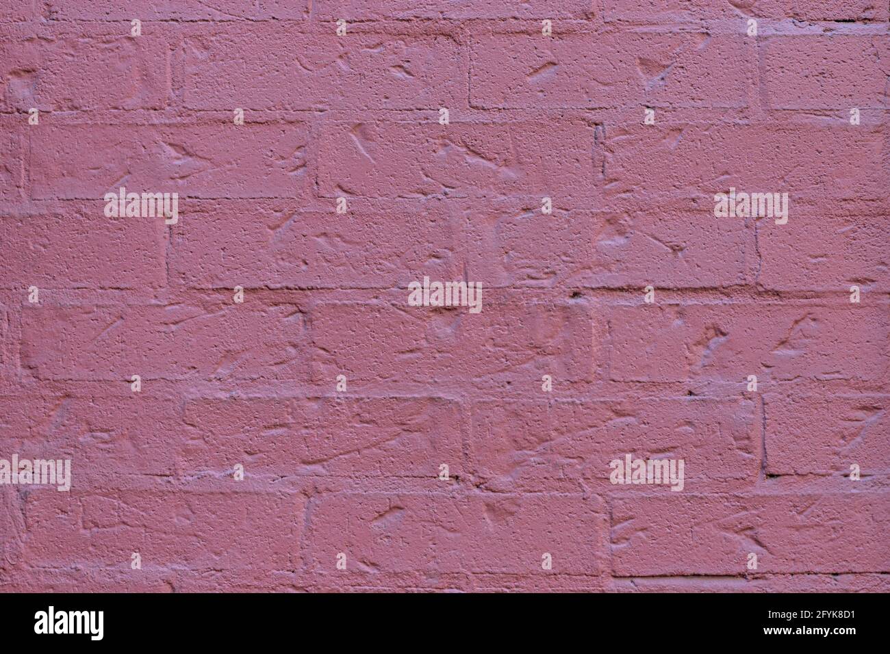 Gros plan de la texture de mur de briques roses peintes. Banque D'Images