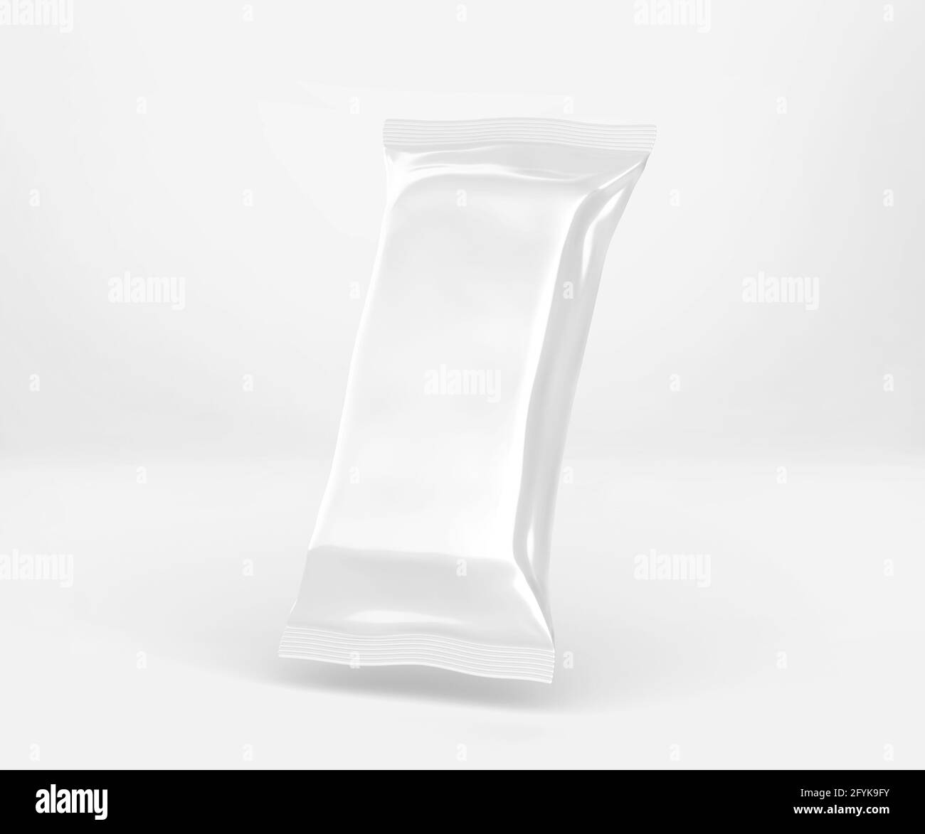 Maquette d'emballage de barre de collate blanche, conteneur de friandises en plastique vierge, rendu 3D isolé sur fond clair Banque D'Images