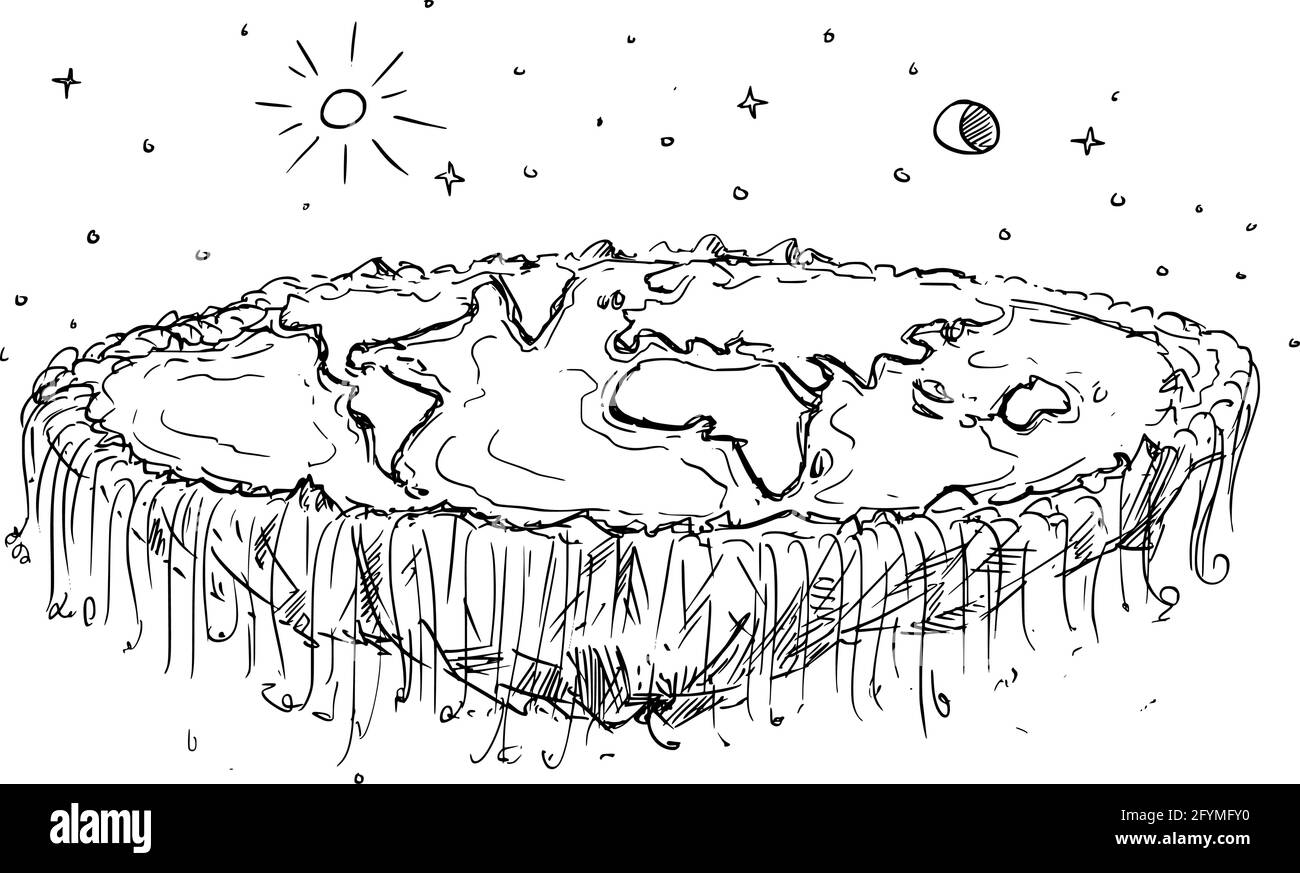 Flat Planet Earth Conspiracy, illustration du dessin animé Illustration de Vecteur