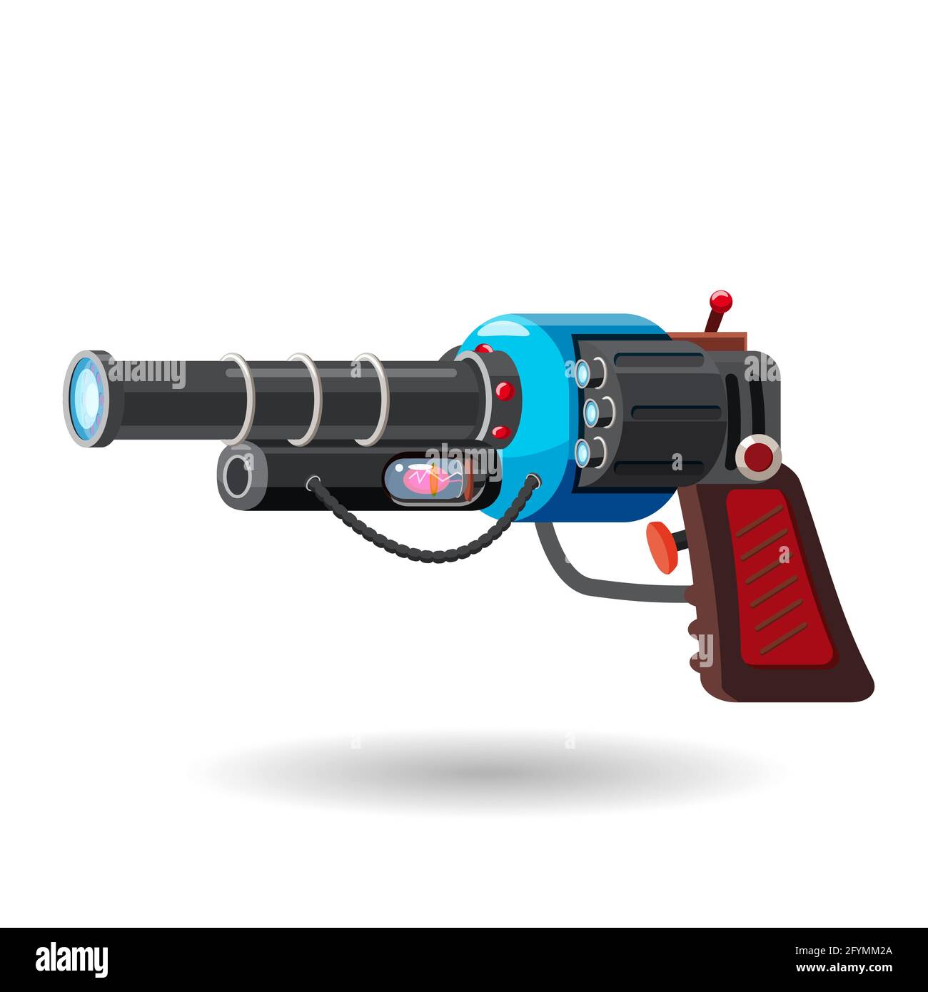 Caricature de style rétro, blaster spatial, pistolet à rayons, arme laser. Illustration vectorielle. Style de dessin animé Illustration de Vecteur