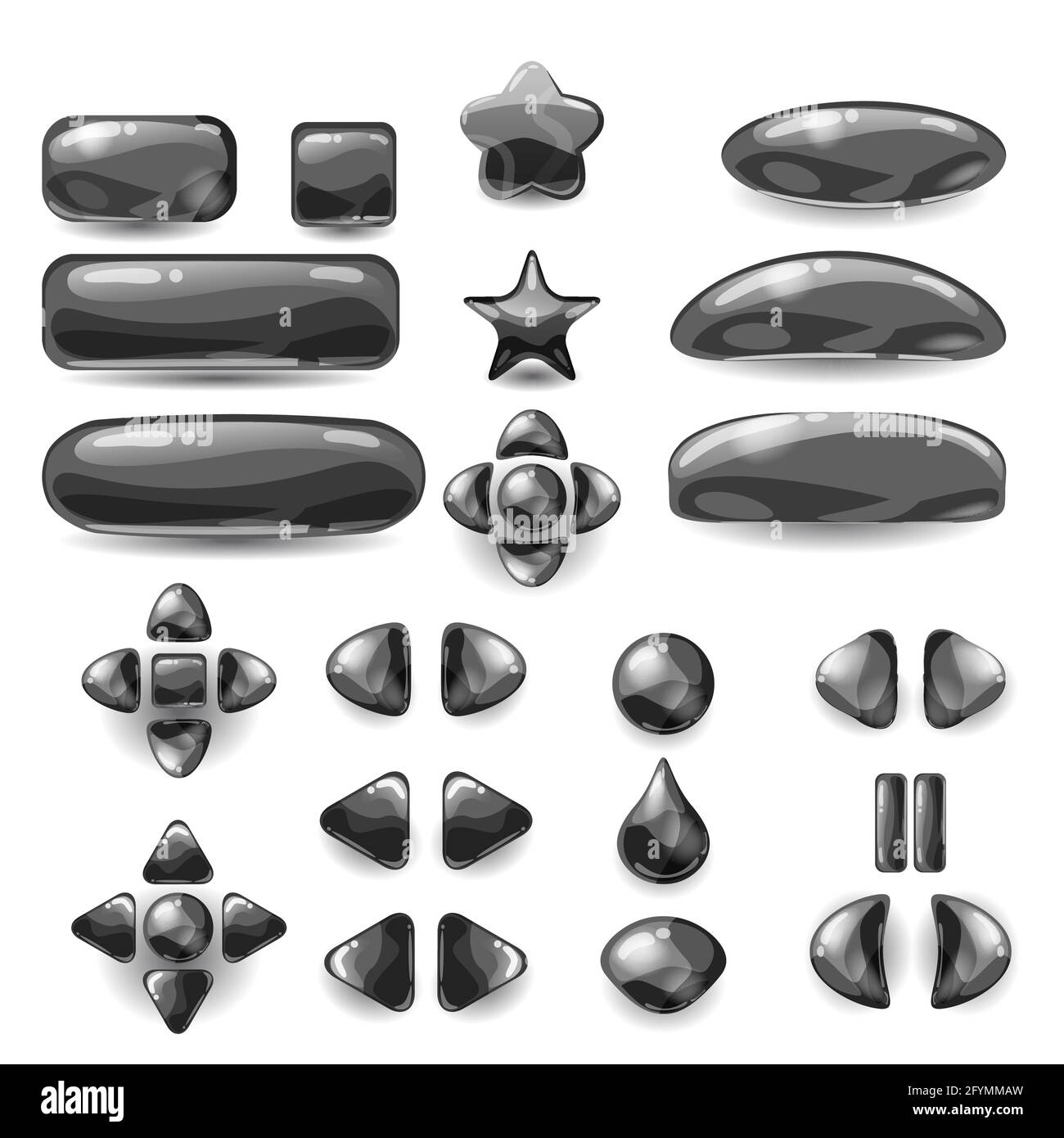 Définir l'interface utilisateur du jeu. Menu noir complet de l'interface graphique utilisateur pour créer des jeux 2D. Jeu décontracté. Vecteur. Illustration de Vecteur