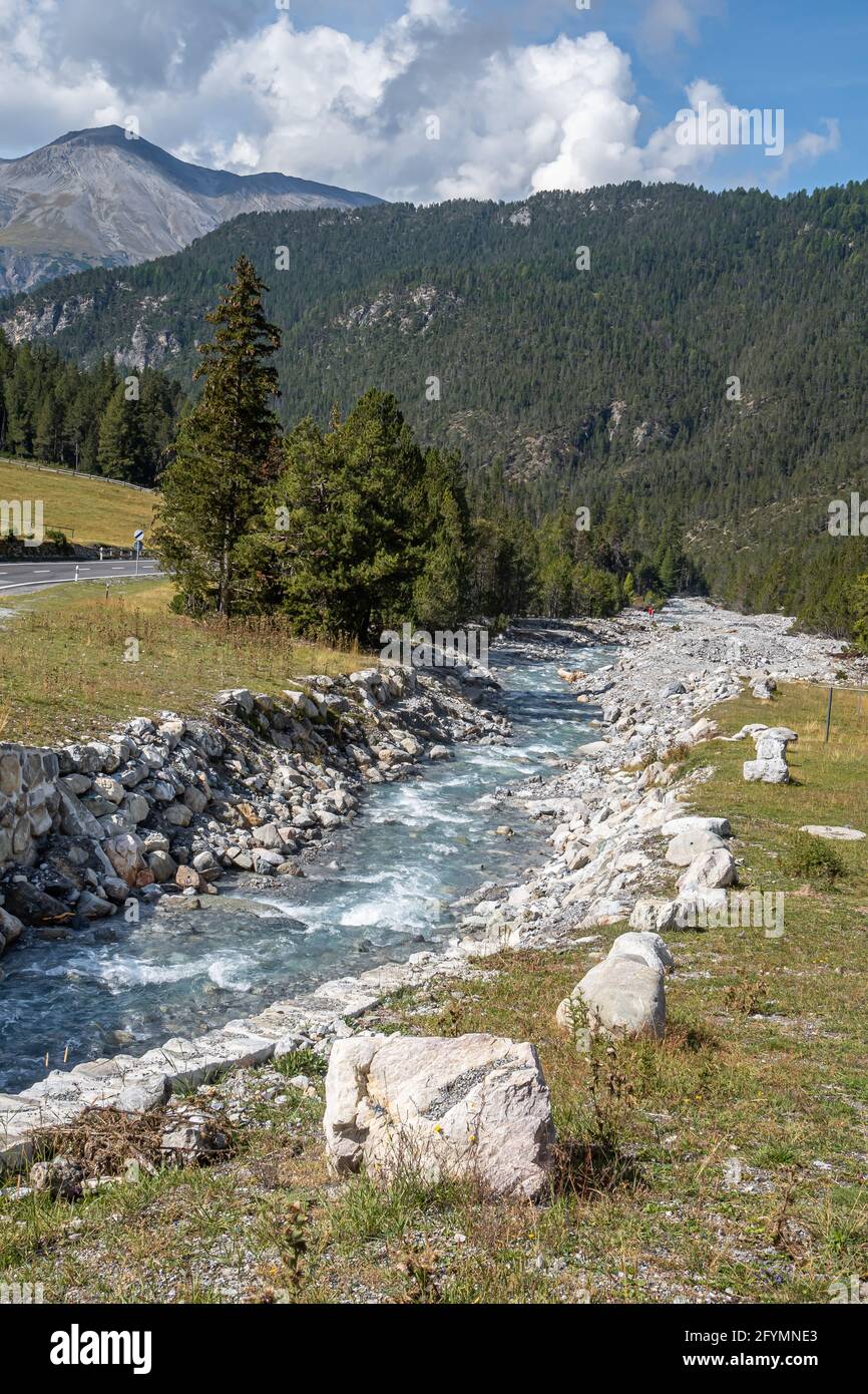 Col de Fuorn, Suisse - 10 septembre 2020 : le parc national suisse est situé dans les Alpes rhéotiennes de l'Ouest, dans l'est de la Suisse. Banque D'Images