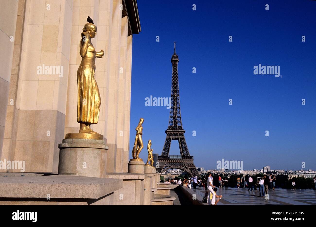 FRANCE. PARIS (75) PALAIS CHAILLOT, AVEC LA TOUR EIFFEL EN ARRIÈRE-PLAN Banque D'Images