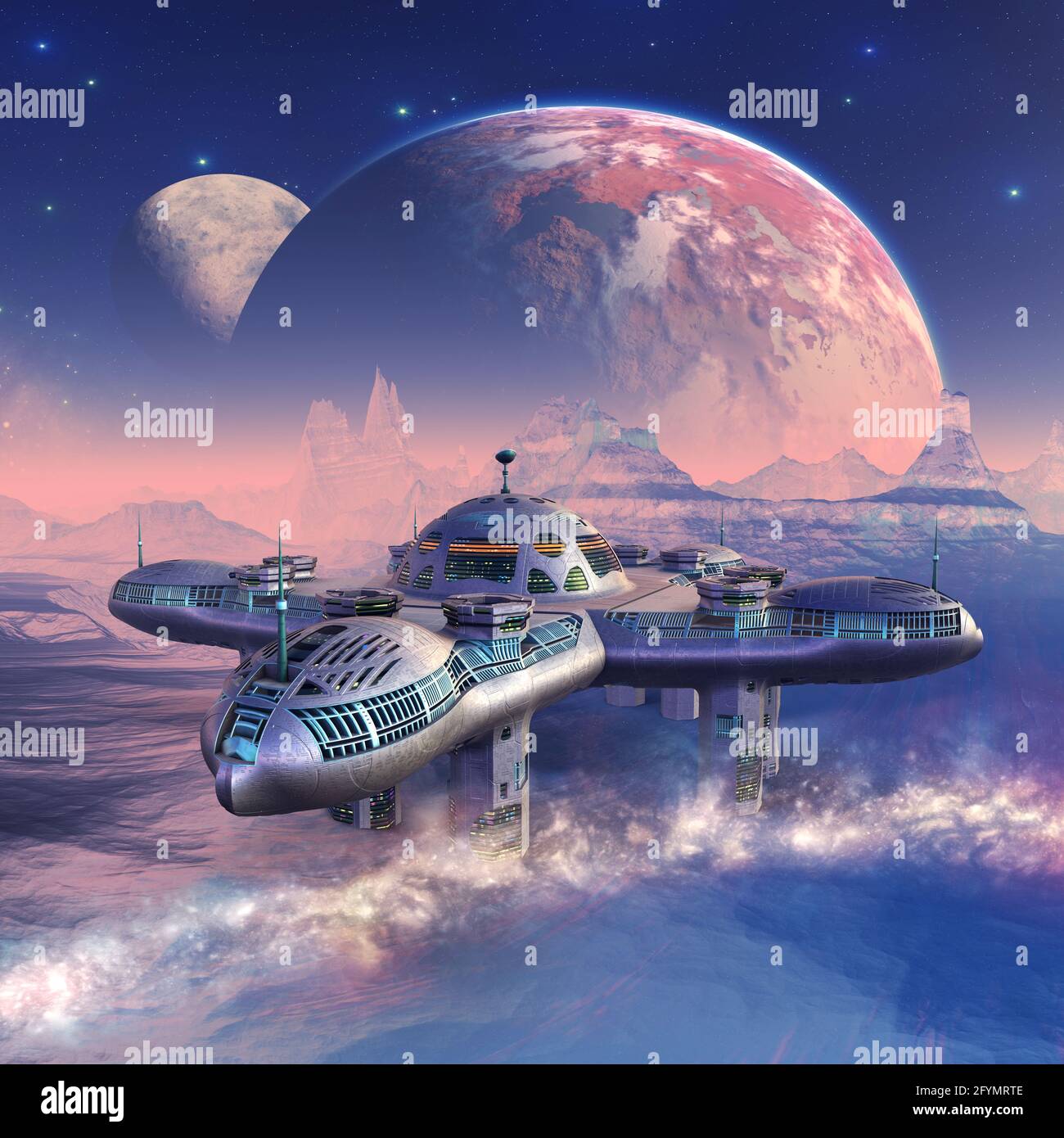 Base sur planète extraterrestre, illustration Photo Stock - Alamy