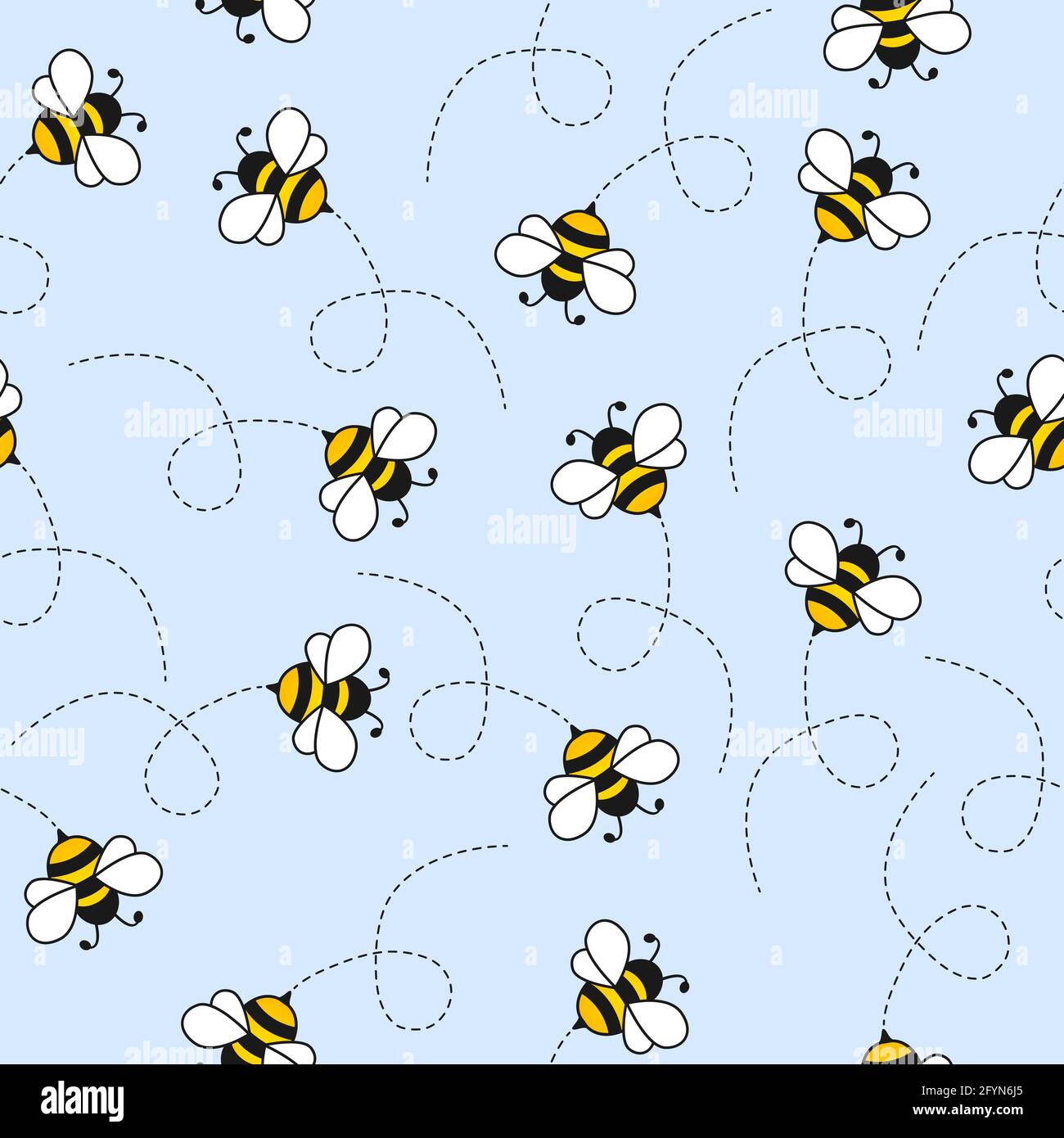 Motif sans couture de dessin animé Bees. Abeille volant sur fond blanc. Illustration vectorielle. Illustration de Vecteur