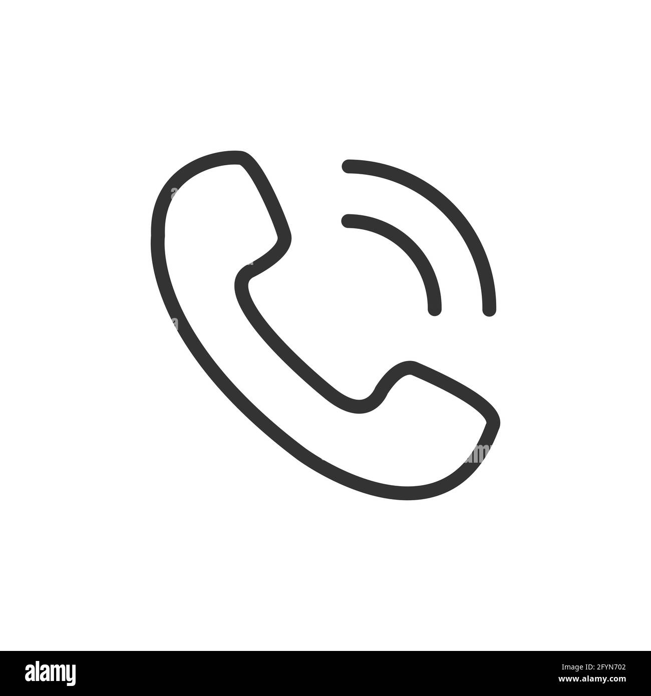 Icône d'appel téléphonique. Contour noir de l'ancien symbole du combiné. Vecteur isolé sur fond blanc. Illustration de Vecteur