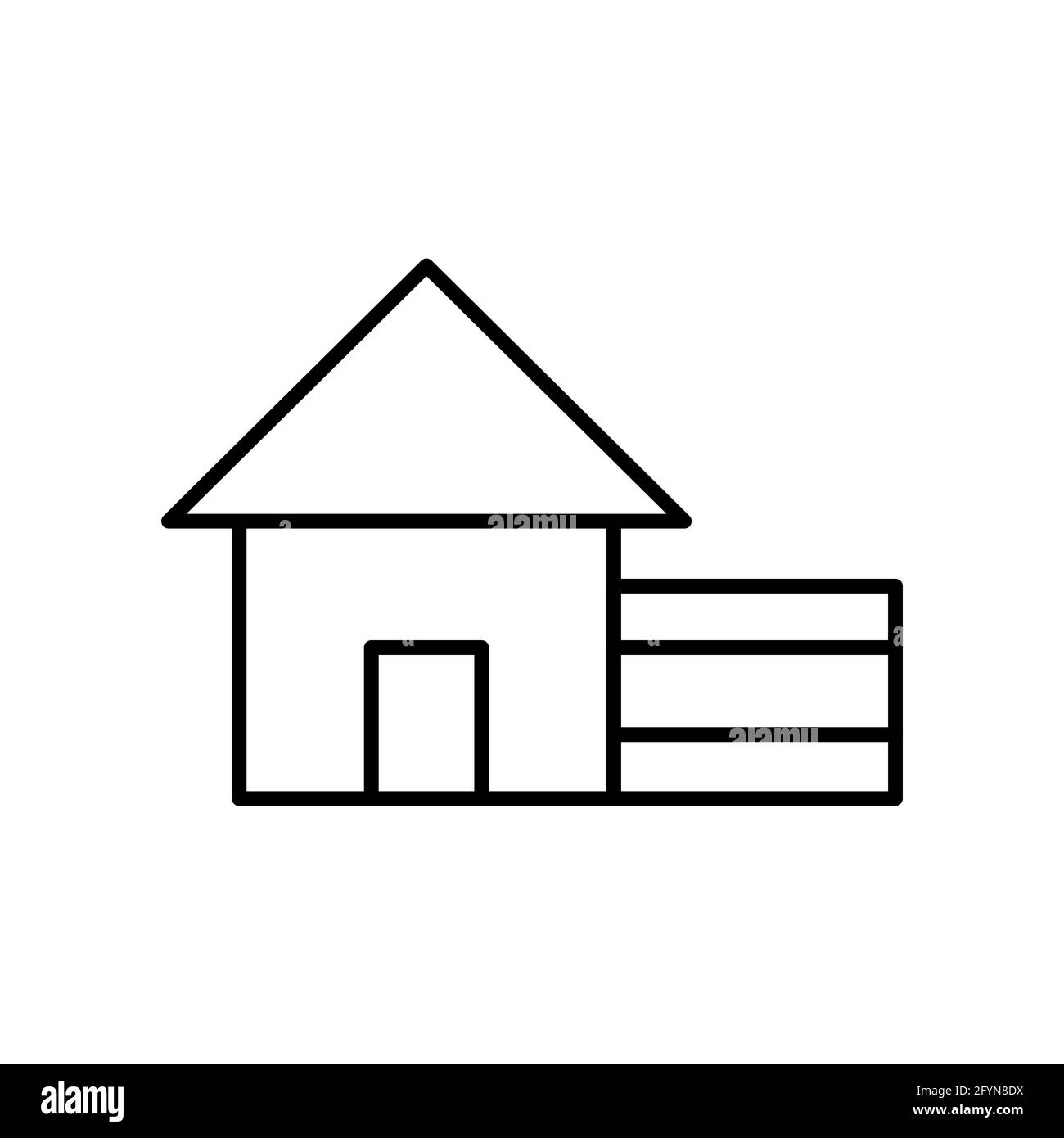 Icône de contour de maison.Symbole de bâtiment.Maison avec enseigne de ligne de garage.Vecteur isolé Illustration de Vecteur