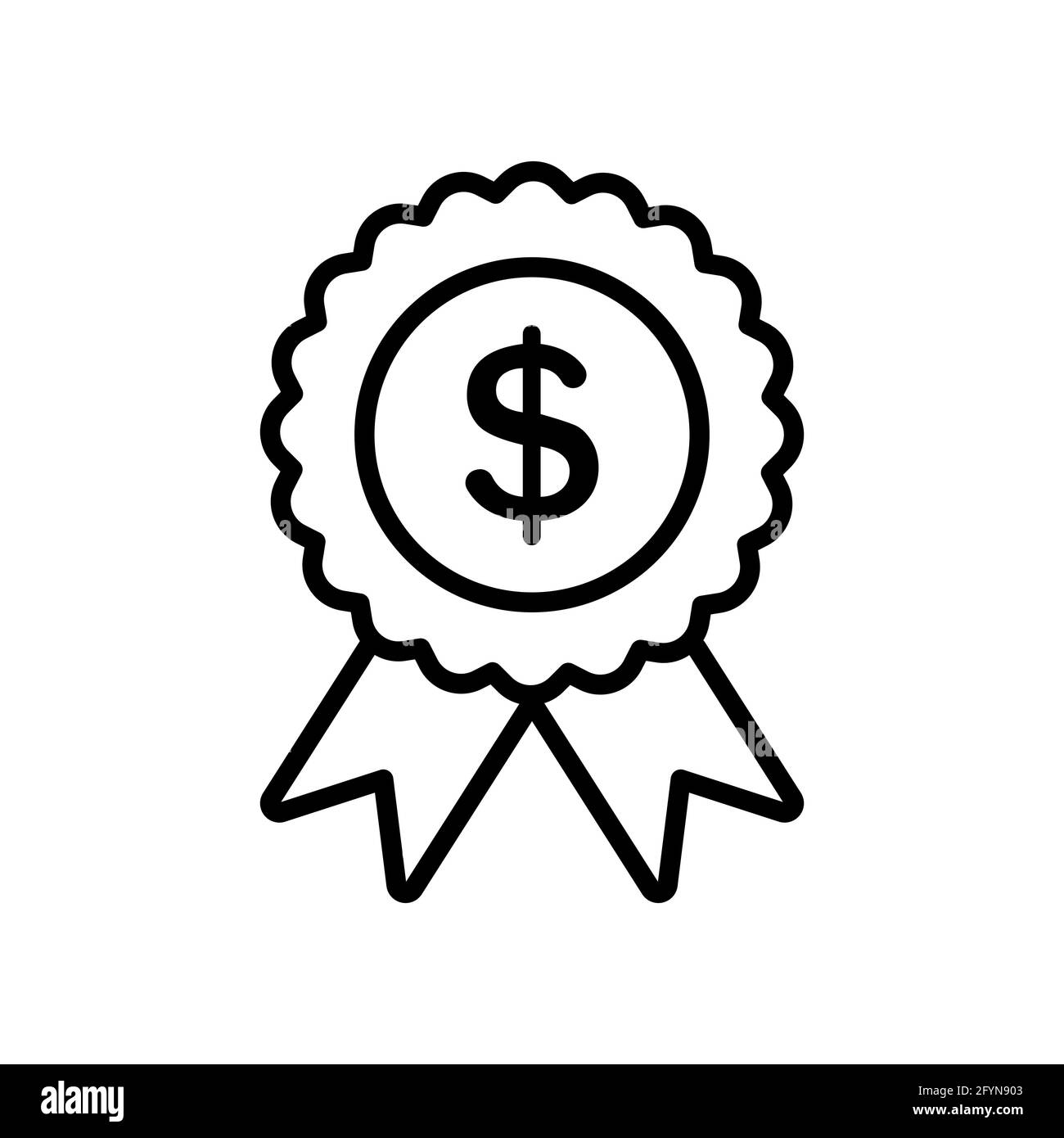 Icône de la meilleure ligne de prix. Badge Business Money avec rubans. Symbole de contour de l'offre spéciale. Vecteur isolé sur blanc Illustration de Vecteur