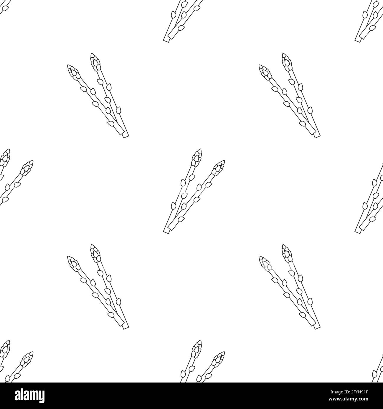 Brunch aux asperges sans coutures. Icône de la ligne d'herbe d'arrow. Illustration vectorielle isolée sur blanc Illustration de Vecteur