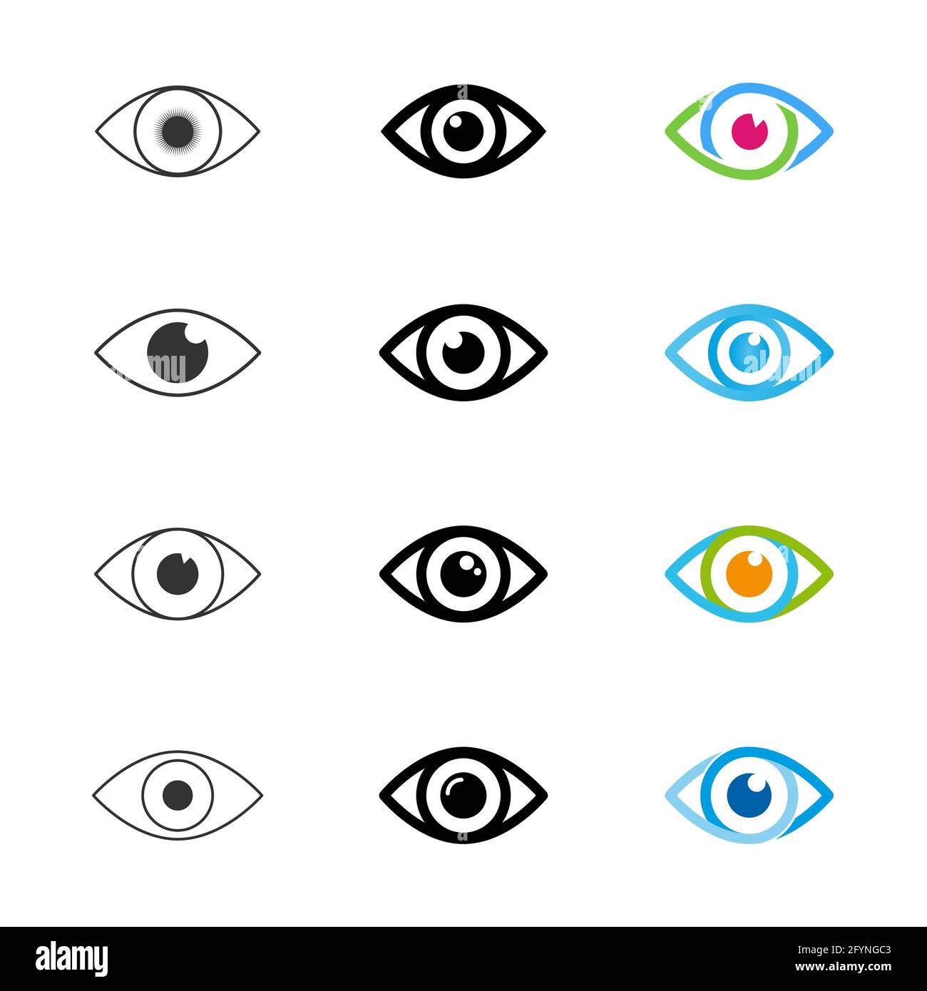 Ensemble d'icônes yeux. Collection de symboles pour les yeux. Illustration vectorielle isolée sur fond blanc. Illustration de Vecteur