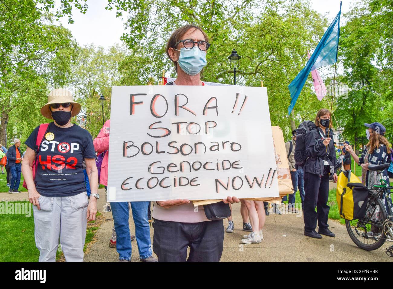 Londres, Royaume-Uni. 29 mai 2021. Les manifestants anti-Bolsonaro à la manifestation Kill the Bill à Russell Square. Des foules ont défilé dans le centre de Londres pour protester contre le projet de loi sur la police, le crime, la peine et les tribunaux. (Crédit : Vuk Valcic / Alamy Live News) Banque D'Images