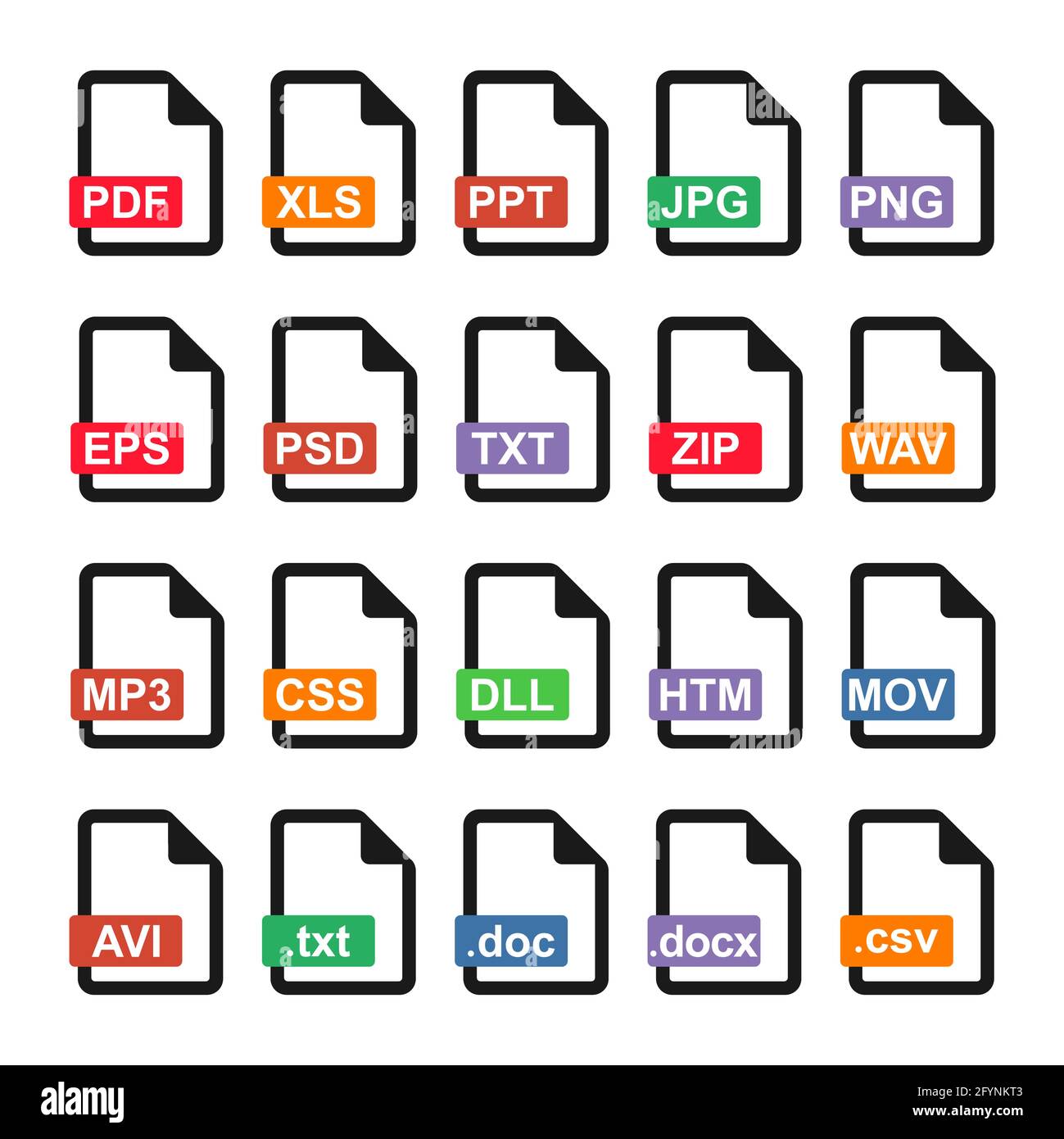 Icône plate de collection de fichiers isolée sur fond blanc. Jeu de documents. Illustration vectorielle de format . Illustration de Vecteur