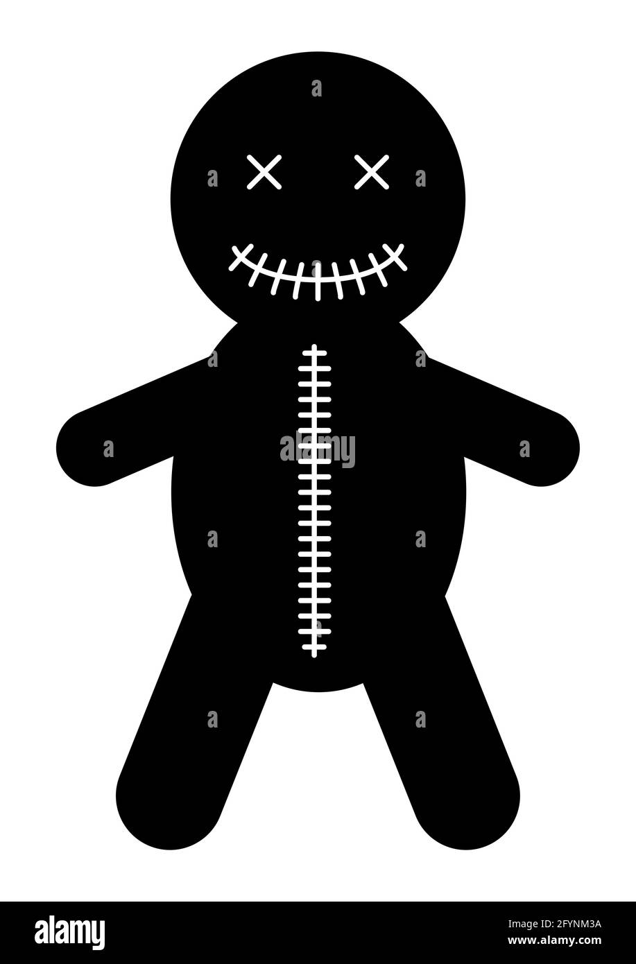 Voodoo poupée icône, halloween mort jouet. Symbole magique de dessin animé, illustration vectorielle magique . Illustration de Vecteur
