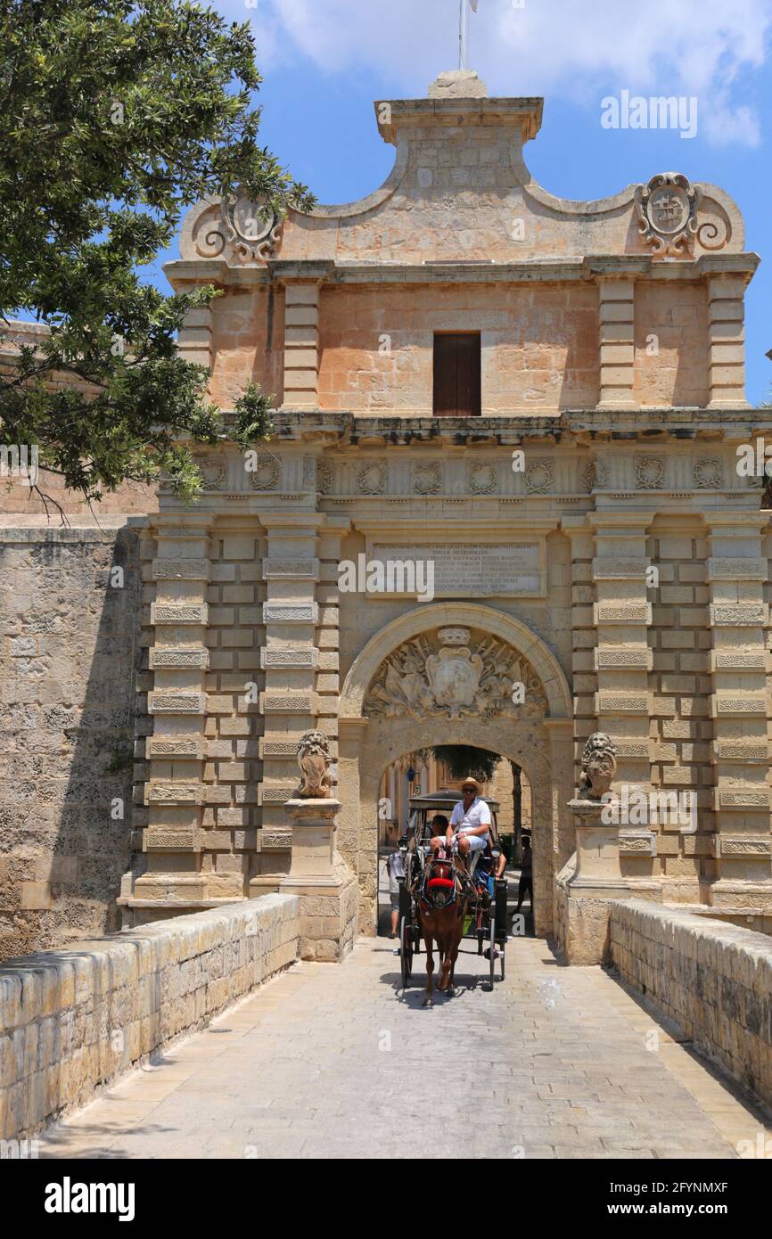 Mdina. Malte. Porte de Mdina, porte d'entrée de la vieille ...