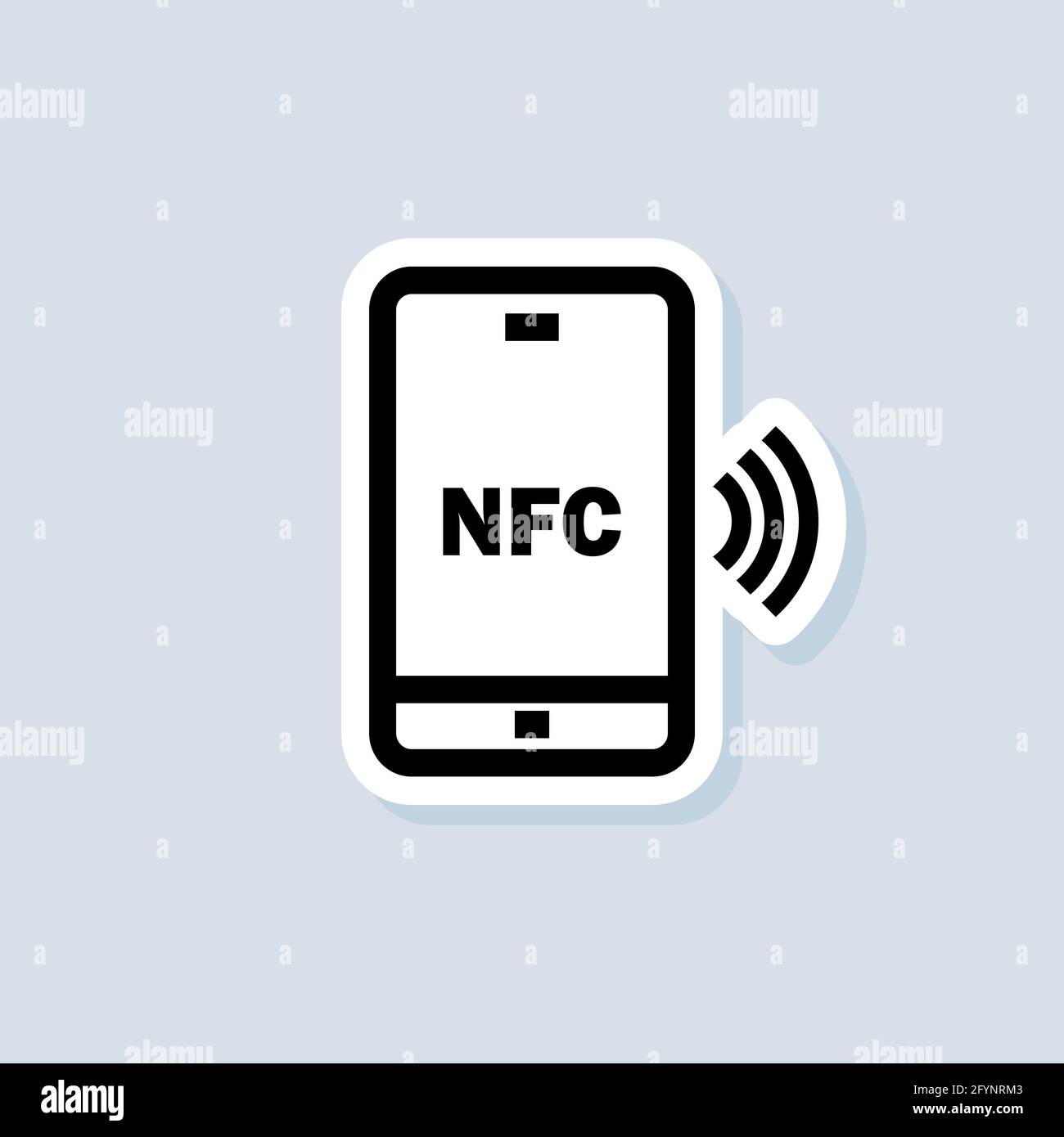 Paiement avec une étiquette pour smartphone. Icône paiement sans contact. Icône NFC. Paiement sans fil. Paiement sans espèces sans contact. Vecteur sur arrière-plan isolé. SPE 10 Illustration de Vecteur