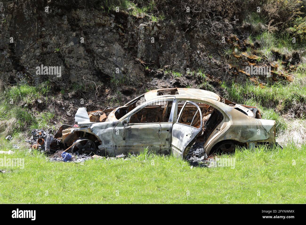 Autorack / épave de voiture / Banque D'Images