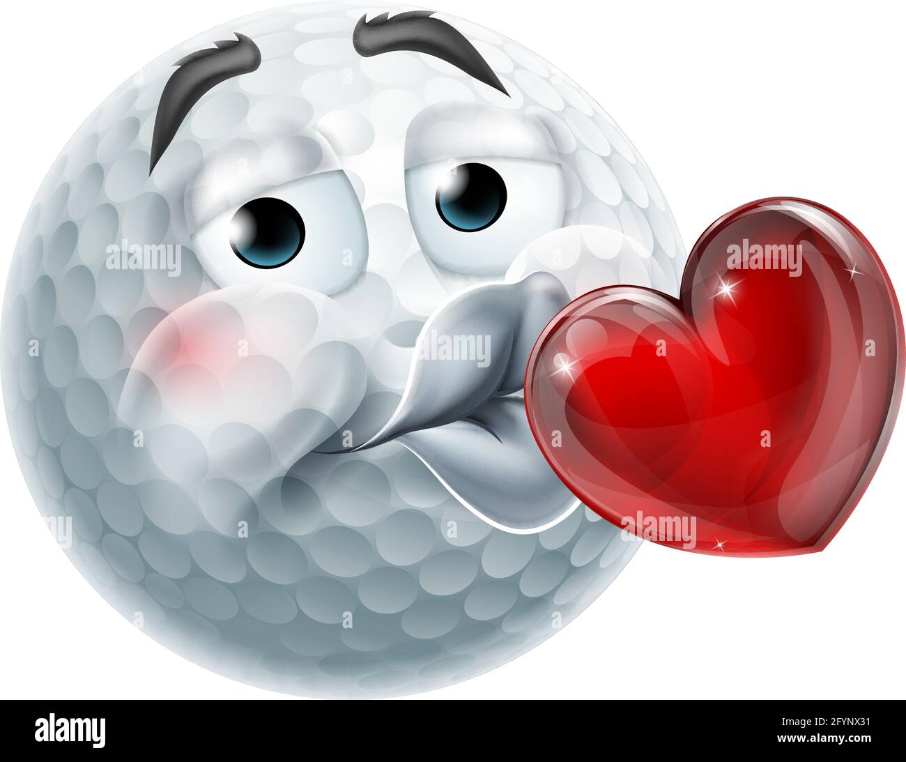 Balle de golf Kishing coeur Emoticon Emoji icône visage Illustration de Vecteur