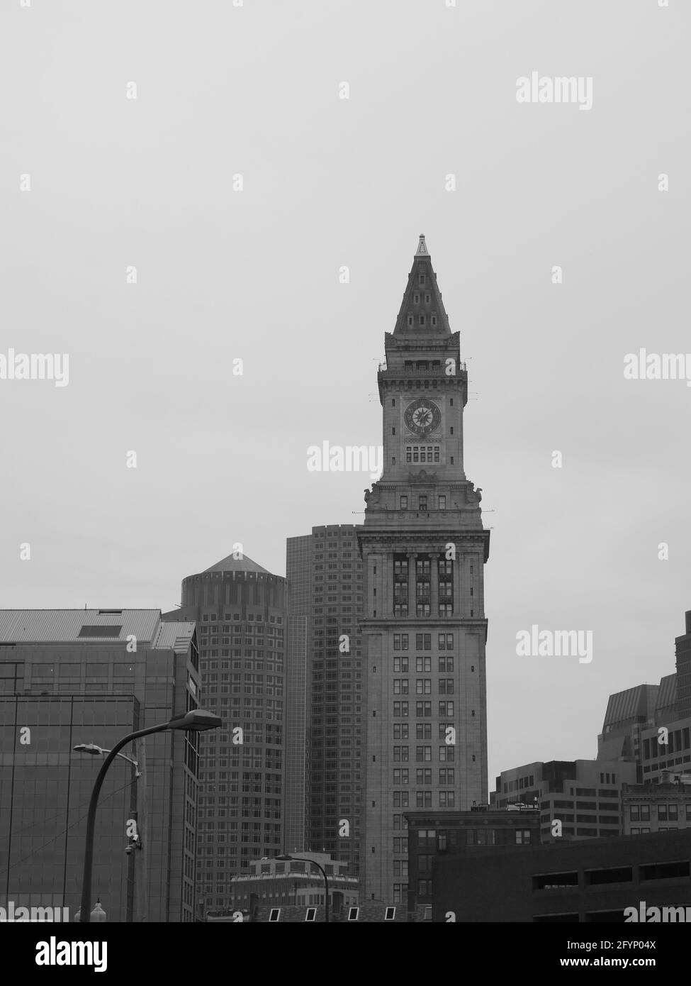 Image monochrome de la Custom House Tower à Boston. Banque D'Images